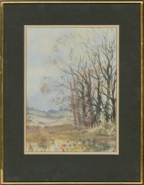 Roy Perry (1935-1993) - Mid 20th Century Oil, Elm Trees Linkenholt