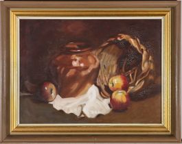 Framed 20th Century Oil - Still life with Apples