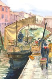 Don Jones - 20th Century Watercolour, Fruit For Market, Venice