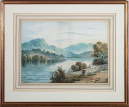 W. Langley  - 1891 Watercolour, Lake with Sailing Boats
