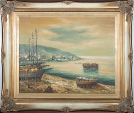 Wallinger  - 20th Century Oil, Mediterranean Port Scene