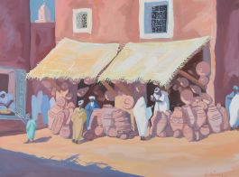 Signed Contemporary Acrylic - The Pot Vendor
