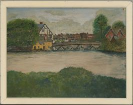 John David Clover  - 1982 Oil, View of Fordingbridge