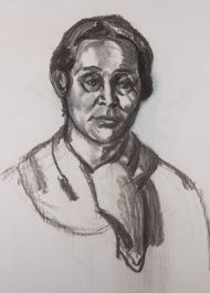 J. Cesarani - 20th Century Charcoal Drawing, Portrait of a Lady