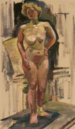 c.1950 Oil - Studio Scene with Standing Figure