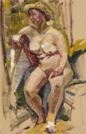 Impressionist 20th Century Oil - Reclined Nude Figure