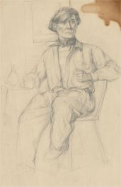 Peter Collins ARCA - 20th Century Graphite Drawing, Man with Pipe