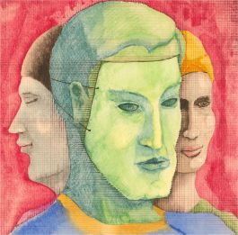 Terry Buchanan (b.1938) - 1989 Watercolour, Three Faces