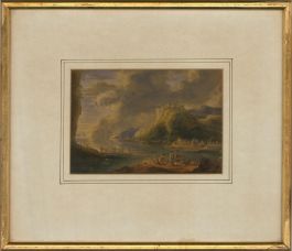 Attrib. George Gregor Delotz (1819-1879) - Watercolour, Dramatic Landscape