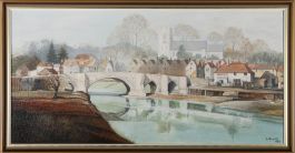 R. Bennett after Rowland Hilder - 1982 Oil, Aylesford Bridge