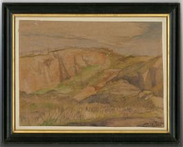 I. Ogden - 1910 Watercolour, Quarry Cliffs