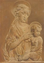 E. L. Clarke - Early 20th Century Oil, Bas Relief Madonna And Child