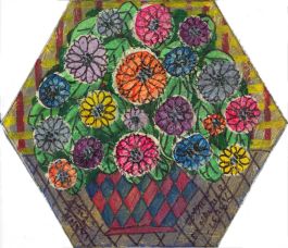 Royston Du Maurier-Lebek - 2021 Acrylic, Hexagonal Daisies