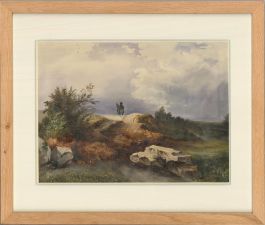 Framed Mid 19th Century Watercolour - Lone Horseman