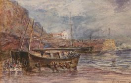 B. Hume - Late 19th Century Watercolour, Coast Scene
