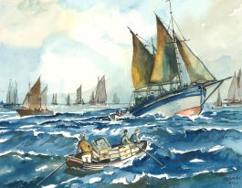 Norman Bell - Mid 20th Century Watercolour, Riding the Waves
