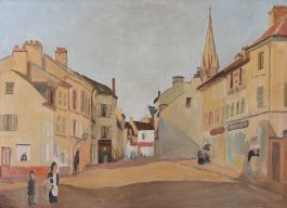 Early 20th Century Oil - Continental Street with Figures
