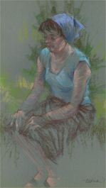 Michael Cadman RI ARCA (1920-2012) - Signed and dated 1989 Pastel, Woman in Blue