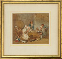 19th Century Watercolour - Figures in Discussion