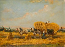 Philippe Albin de Buncey (1905-1978) - Framed Mid 20th Century Oil, Haymaking