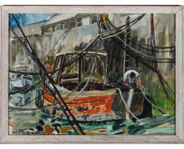 Charles Breaker (1906-1985) - Framed Mid 20th Century Acrylic, The Orange Boat