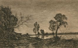 Felix Oudart - Mid 19th Century Etching, The Lake Path