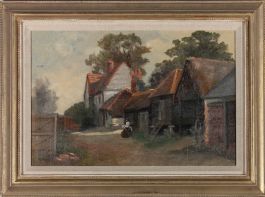 Early 20th Century Oil - On The Farmstead