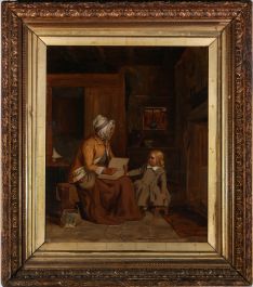 Circle of Thomas Faed (1826-1900) - 19th Century Oil, The Reading Lesson