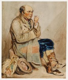 Circle of William Henry Hunt (1790-1864) - Watercolour, The Pipe Smoker