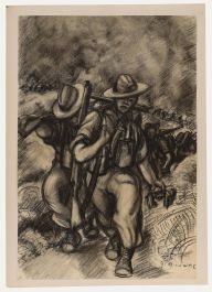 Manner of Edward Ardizzone -  Charcoal Drawing, On the Front Line
