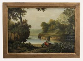 Italian School  20th Century Oil - Resting by the River