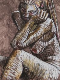 Carl Johnson (b.146) - 1990 Pastel, Contemplative Nude