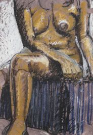 Carl Johnson (b.146) - 1980 Pastel, Seated Nude I