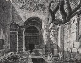  Luigi Rossini (1790-1857) - 1825 Engraving, Emissary of Lake Albano