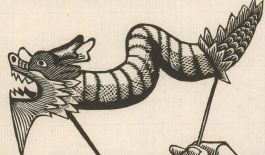 1983 Woodcut - Chinese Dragon Puppet