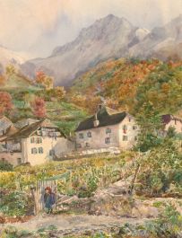 Early 20th Century Watercolour - Mountain Hamlet
