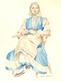 Nesta Jarman - Signed Mid 20th Century Watercolour, The Woman in Blue