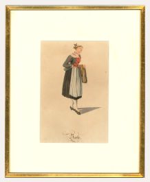 Style of David Alois Schmid (1791-1861) - Framed Watercolour, Basel Woman