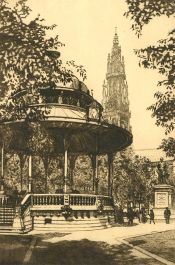 Marcel Schuette  - 1924 Etching, Groenplaats in Antwerp