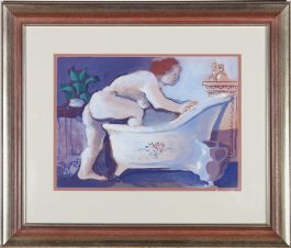 Cyril Fradan (1928-1997) - Framed 1955 Gouache, Tub Time