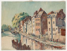 Léon Cluentius (b.1919) - 1946 Oil, Reflections in the River