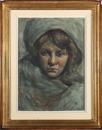 Mid 20th Century Watercolour - A Piercing Stare