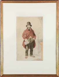 Early 20th Century Watercolour - Victorian Man in a Top Hat