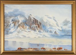 H. L. Pignon - Framed 1919 Watercolour, Snowy Mountains