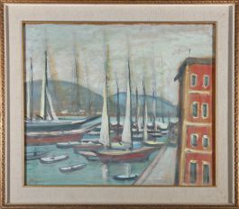 Luigi Frigerio (1873-1938) - Early 20th Century Gouache, Harbour Near Leyland