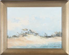 K. Juolis  - Framed 20th Century Oil, Beach Huts