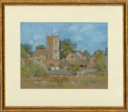 Framed 20th Century Gouache - Church Farm