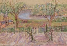 Austin Taylor (1908-1992) - Mid 20th Century Gouache, Park By The River