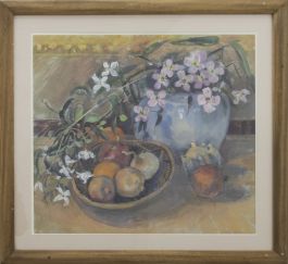 Audrey Macleod (1936) - 20th Century Watercolour, Clematis And Pomegranates