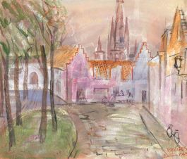 Austin Taylor (1908-1992) - 1968 Gouache, The Streets Of Bruges